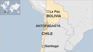 Map of Bolivia and Chile