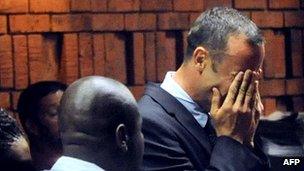Oscar Pistorius in court on Friday, 16 February