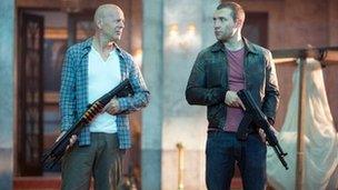 Bruce Willis with Jai Courtney in A Good Day to Die Hard