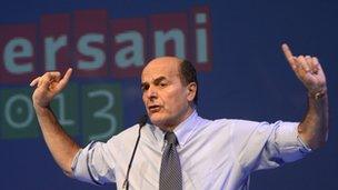 Pier Luigi Bersani at election rally in Florence