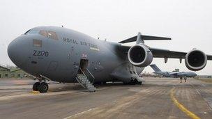 RAF C-17 transporter plane