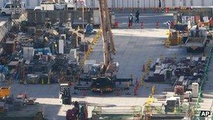 A road construction in the Japanese capital, Tokyo, 11 January 2013