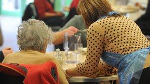 Care worker and elderly woman