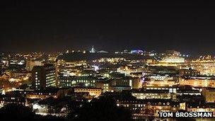 St Helier sky at night