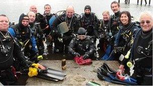 Divers after a litter pick on Lake Windermere