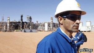 A British worker is seen at the Tigantourine gas plant in In Amenas, 1,600 km (1,000 miles) south-east of Algiers, on 31 January 2013