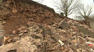 Collapsed wall in Ludlow