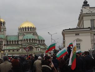 Protesters in Sofia, 24 February