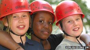 Guides in climbing helmets