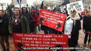 Protesters at the ICC - Pic Gloucestershire Against Badger Shooting