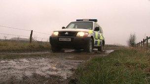 Police vehicle on Wiltshire farm