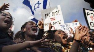 A demonstration against racism by Israeli Jews of Ethiopian origin in front of the Knesset (Israeli Parliament) in Jerusalem, on January 18, 2012