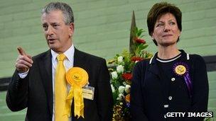 Lib Dem candidate Mike Thornton and UKIP candidate Diane James