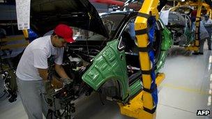 Peugeot production line in Brazil