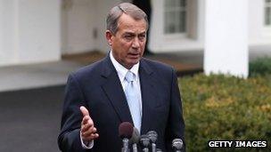 House Speaker John Boehner outside the WHite House, 1 March 2013