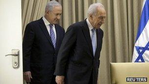 Israeli PM Benjamin Netanyahu and President Shimon Peres. Photo: 2 March 2013