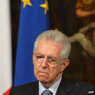 Italian outgoing PM Mario Monti. Photo: February 2013