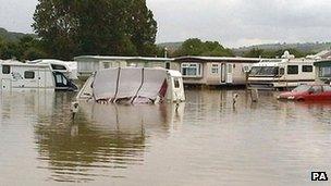 Flooding in Aberystwyth caravan park last June