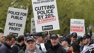 Off-duty police officers' protest march