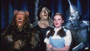 Judy Garland and the other characters of The Wizard of Oz