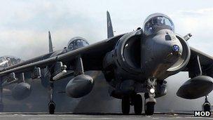 A Harrier jump jet at RAF Cottesmore