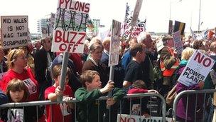 Protesters outside the Senedd