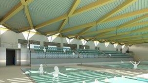 Artist impression of the swimming pool inside the leisure centre