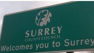 Surrey road sign