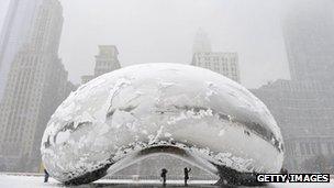 The Cloud Gate sculpture in central Chicago, 5 March 2013