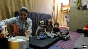 Internally displaced family living in the Syrian capital, Damascus