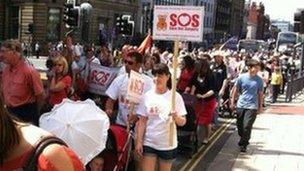 Protesters in Leeds