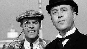 Ian Carmichael and Dennis Price in a 1965 scene from the BBC's The World of Wooster