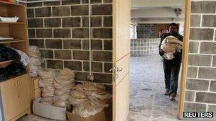 A building where patients of lbn Khaldoun psychiatric hospital were transferred to in Aleppo, February 14, 2013