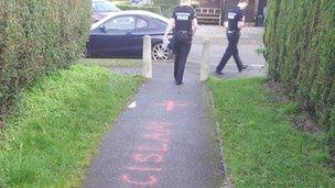 Police leaving an Islamophobic graffiti incident in Nottinghamshire