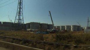 Water tanks storing radioactive water