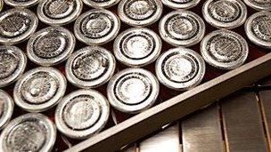 Jam jars on the production line