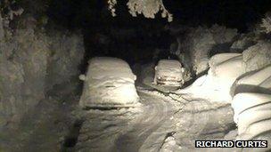 Abandoned cars covered in snow in Guernsey