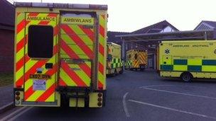 Ambulances queue outside Wrexham Maelor hospital