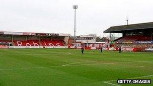 Whaddon Road, home of Cheltenham Town FC