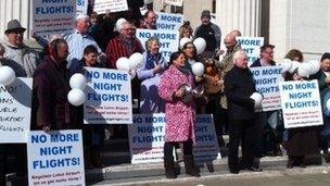 Protesters outside Luton Town Hall