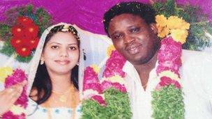 Wedding picture of Sheeba Rani and Sambo Davis