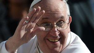 Pope Francis waving