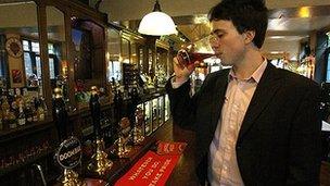 George Baggaley, who works with testing firm Concateno, drinking alcohol