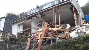 The landslip and damage to Veronica Flats in Looe