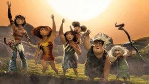 The cartoon cast of The Croods