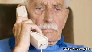 elderly man on the phone