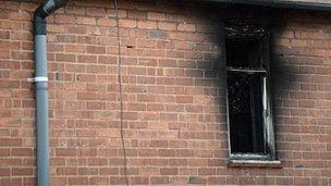 Fire damaged house at Victory Road