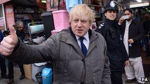 Boris Johnson on the streets of Hackney for the launch of the Police and Crime Plan