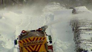 Snow being cleared from a road