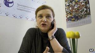 Transparency International's Yelena Panfilova in her Moscow office. Photo: 27 March 2013